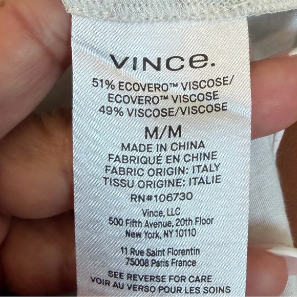 Vince Marble-Print Button-Down Shirt in Cream and Pale Blue - Picture 4 of 7